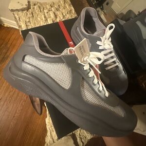 Prada Gray and White Men's Sneakers